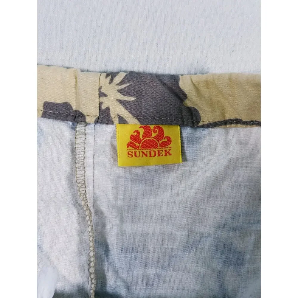 Vintage Sundek Mens Hawaiian Floral Swim Trunks Size Small Beach Surf Resort